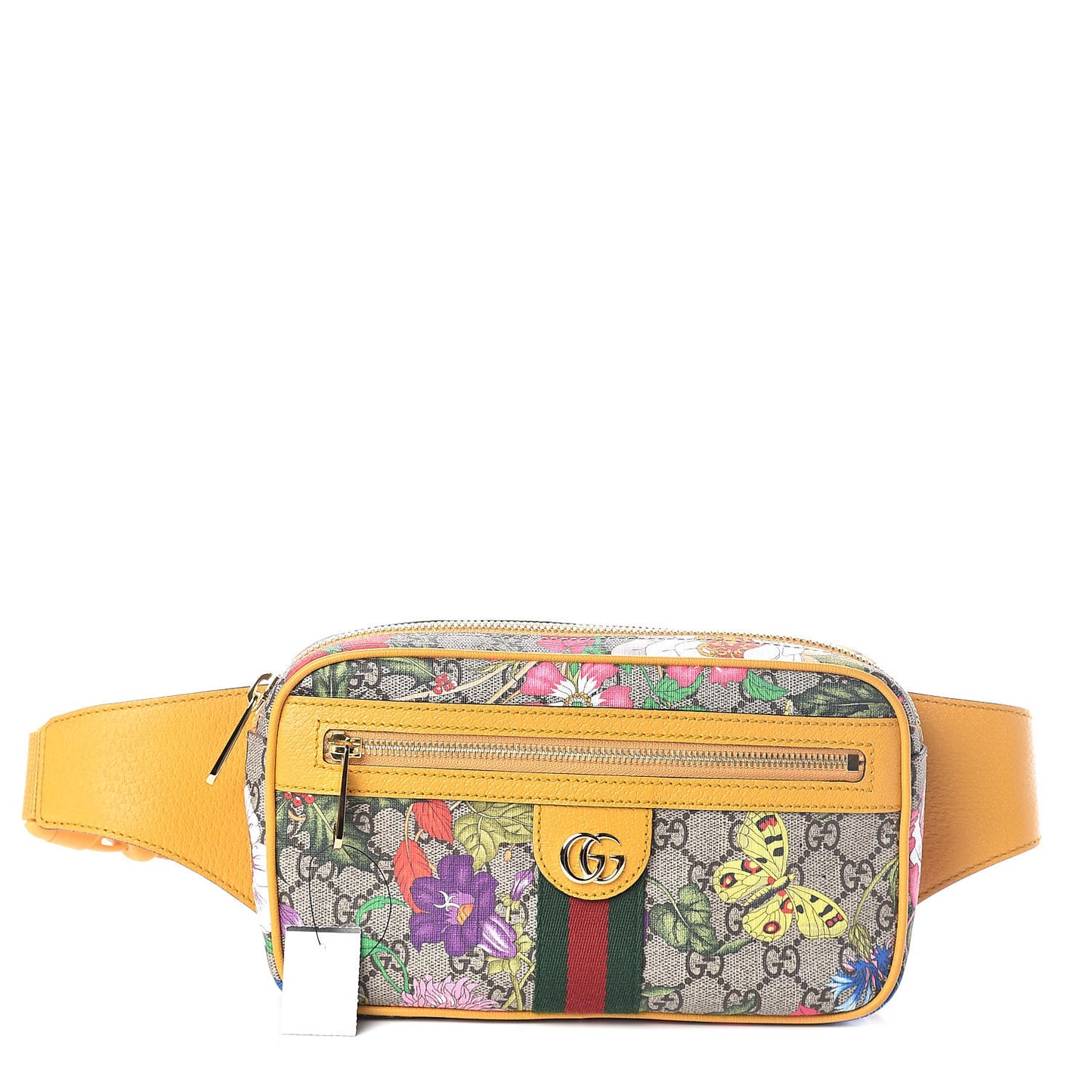 GG Supreme Monogram Flora Medium Ophidia Belt Bag Beige Multicolor Crop
