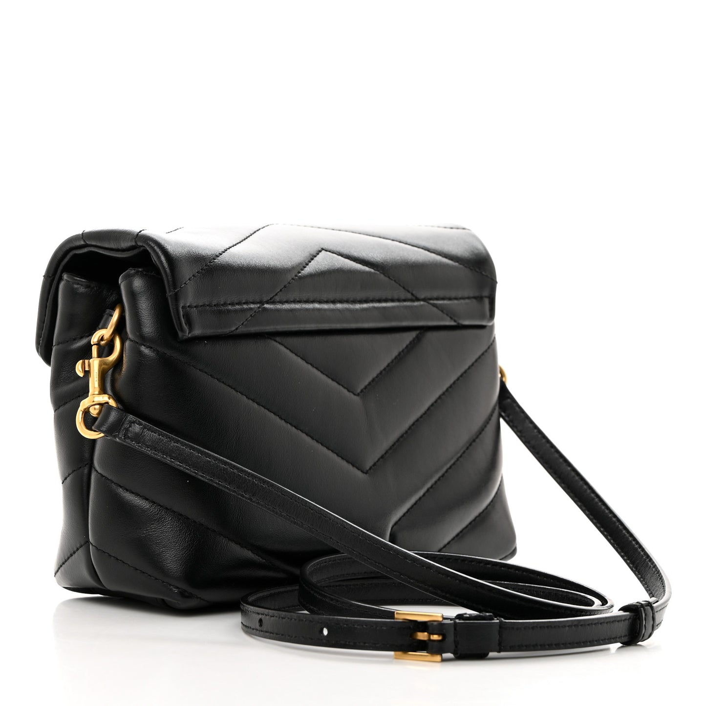 Calfskin Y Quilted Monogram Toy Loulou Crossbody Bag Black