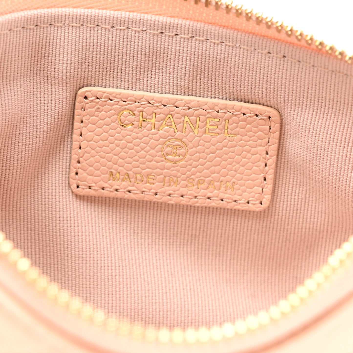 Caviar Quilted Small Cosmetic Case Light Beige