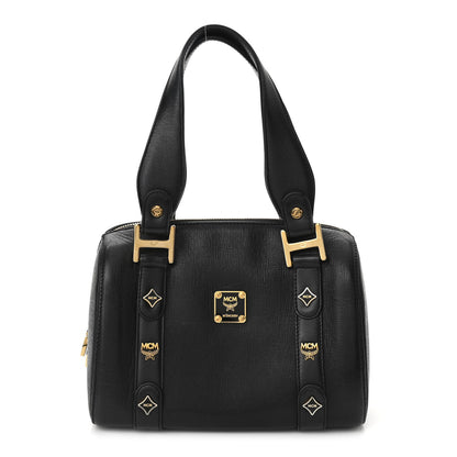 MCM Grained Calfskin Studded Boston Bag Black 1 of 12