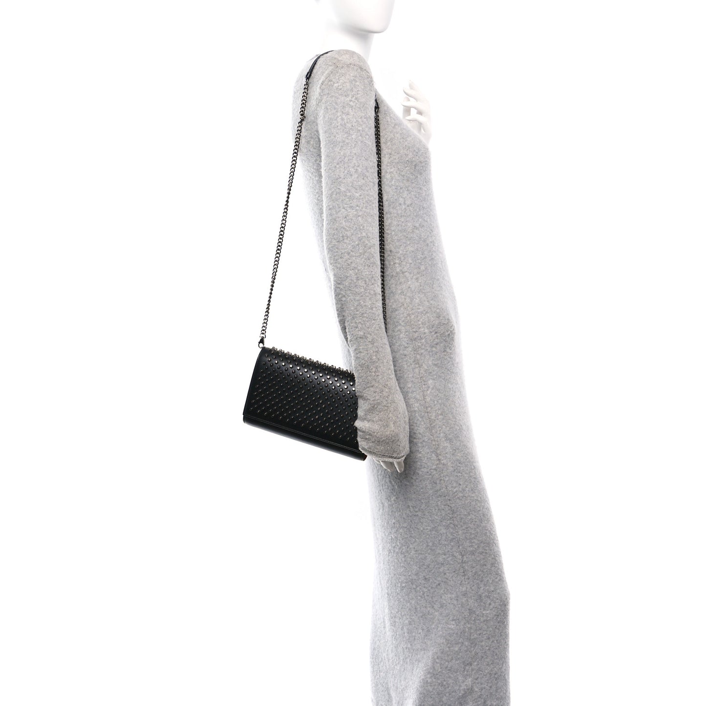 Calfskin Patent Spikes Paloma Clutch Black