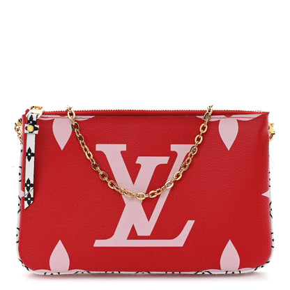 Louis Vuitton Monogram Giant Double Zip Pochette Rouge 1 of 9