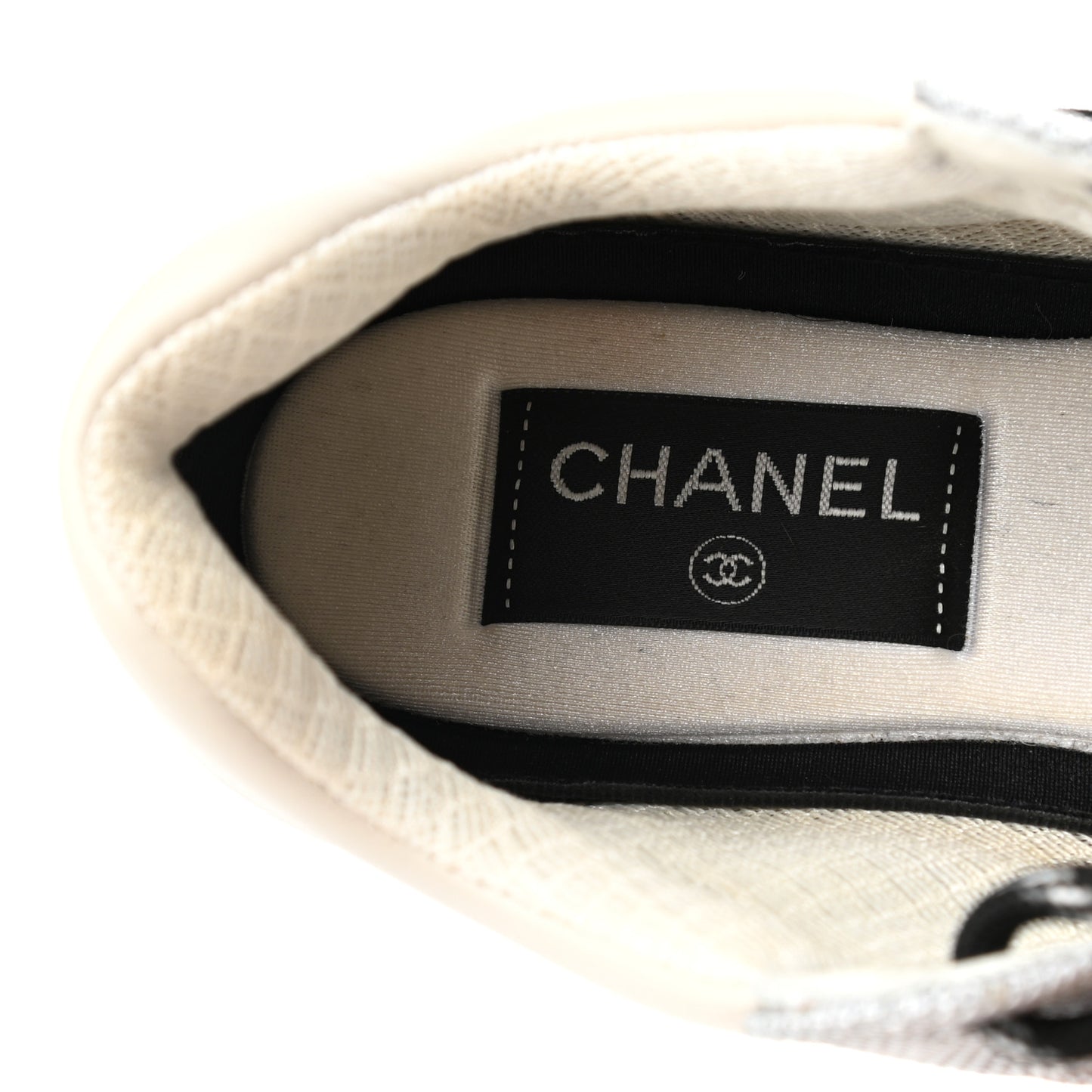 Nylon Calfskin Suede Womens CC Sneakers 37 Grey White Pink