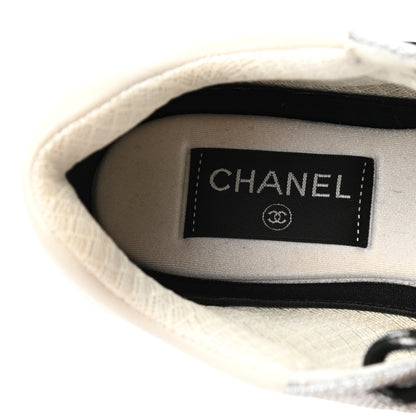 Chanel Nylon Calfskin Suede Womens CC Sneakers 37 Grey White Pink 7 of 11