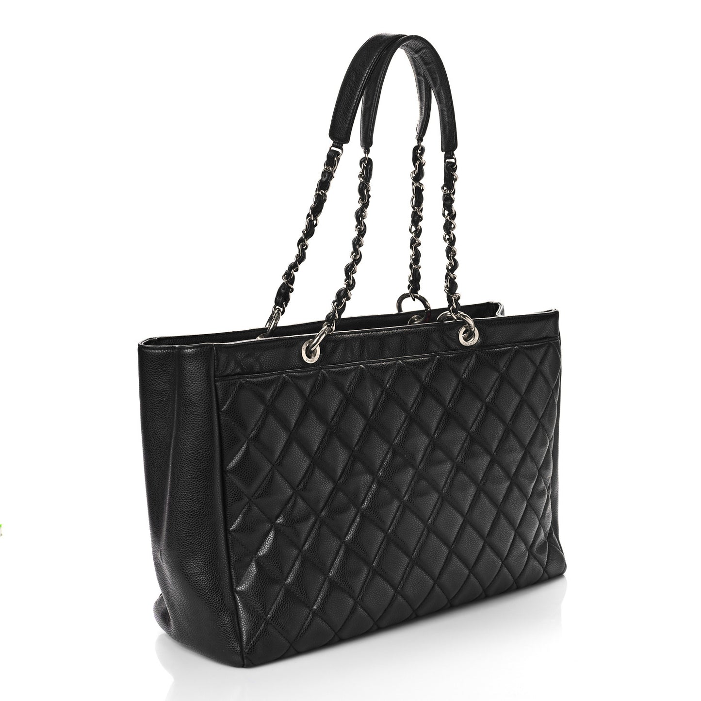 Caviar Quilted Shopping Tote Black