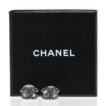 Chanel Tweed Effect CC Earrings Silver 5 of 5