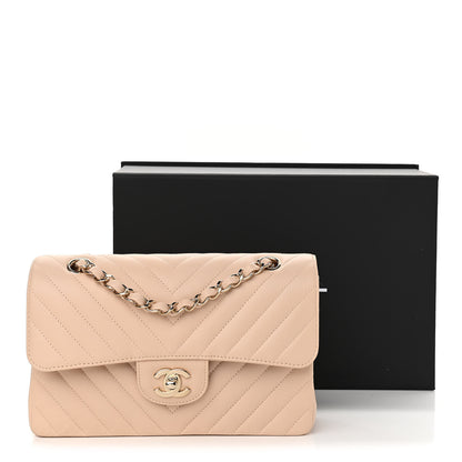 Chanel Caviar Chevron Quilted Small Double Flap Beige 11 of 11