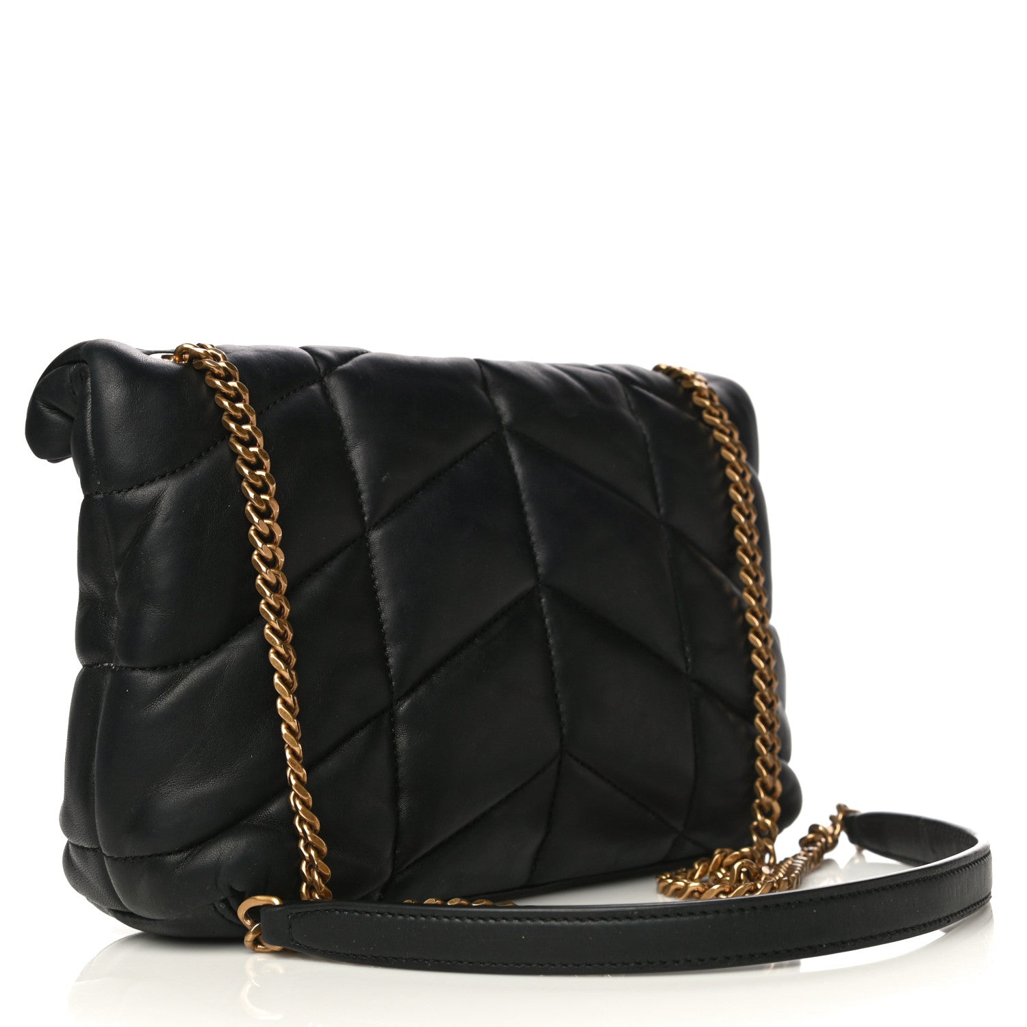 Saint Laurent Lambskin Quilted Toy Loulou Puffer Monogram Chain Satchel Black 2 of 15