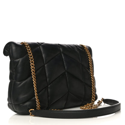 Saint Laurent Lambskin Quilted Toy Loulou Puffer Monogram Chain Satchel Black 2 of 15