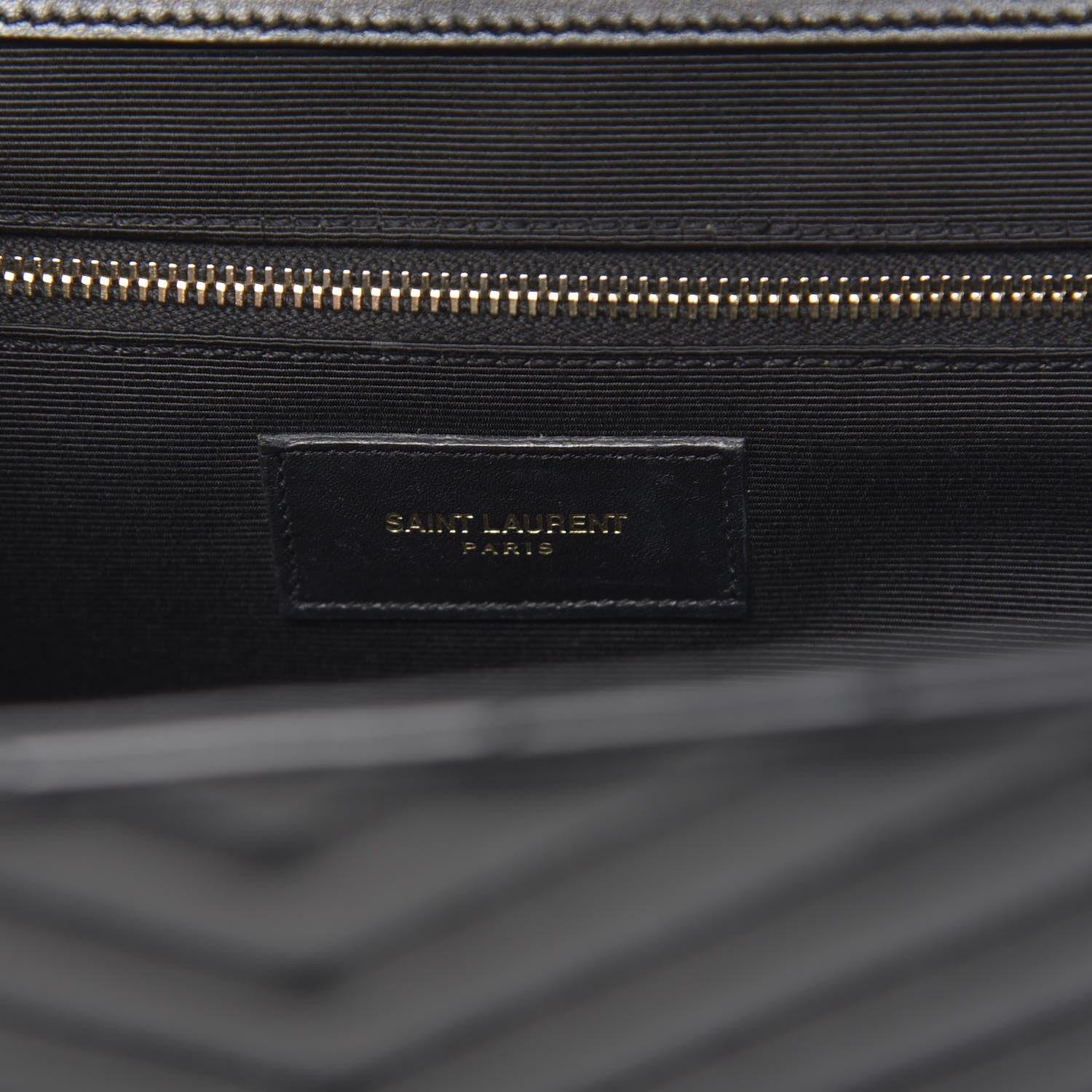 Saint Laurent Smooth Calfskin Matelasse Chevron Large Monogram Satchel Black 6 of 10