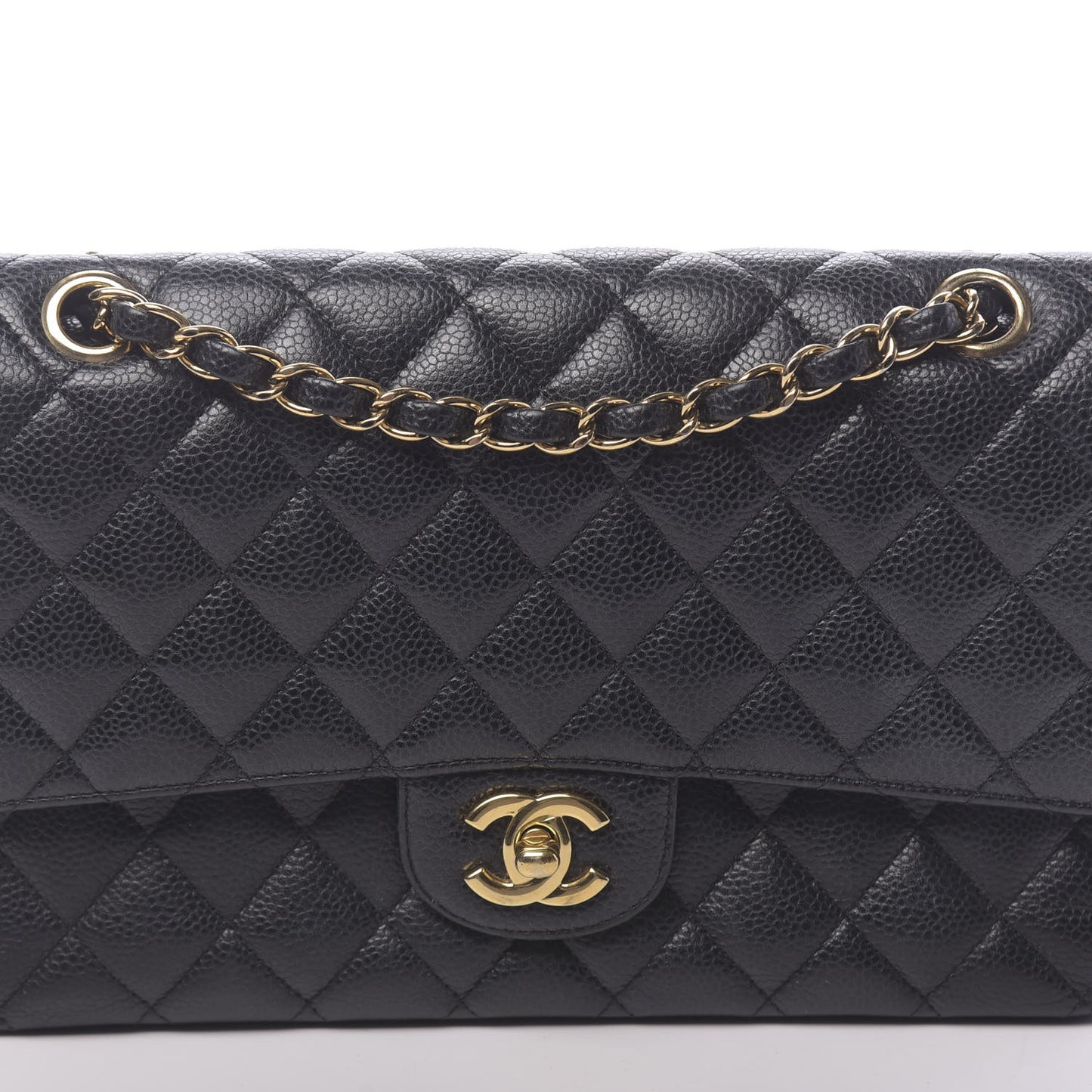 Caviar Quilted Medium Double Flap Black