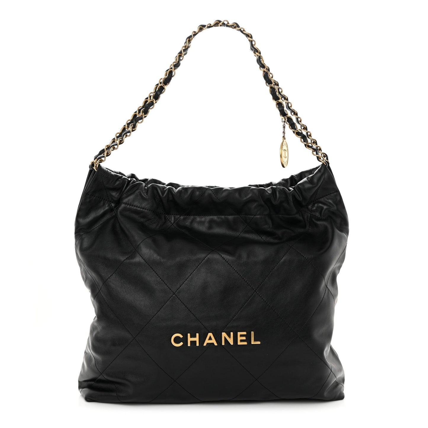 Shiny Calfskin Quilted Chanel 22 Black