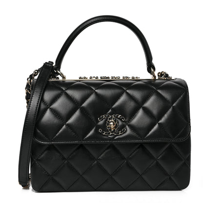 Chanel Lambskin Quilted Small Trendy CC Chain Dual Handle Flap Bag Black 1 of 9