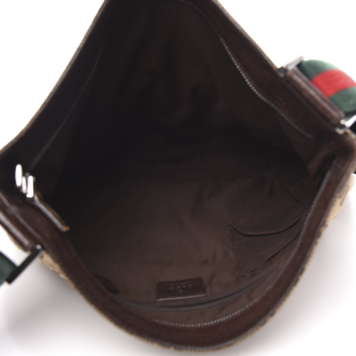 Gucci Monogram Web Medium Double Pocket Messenger Bag Dark Brown 5 of 16