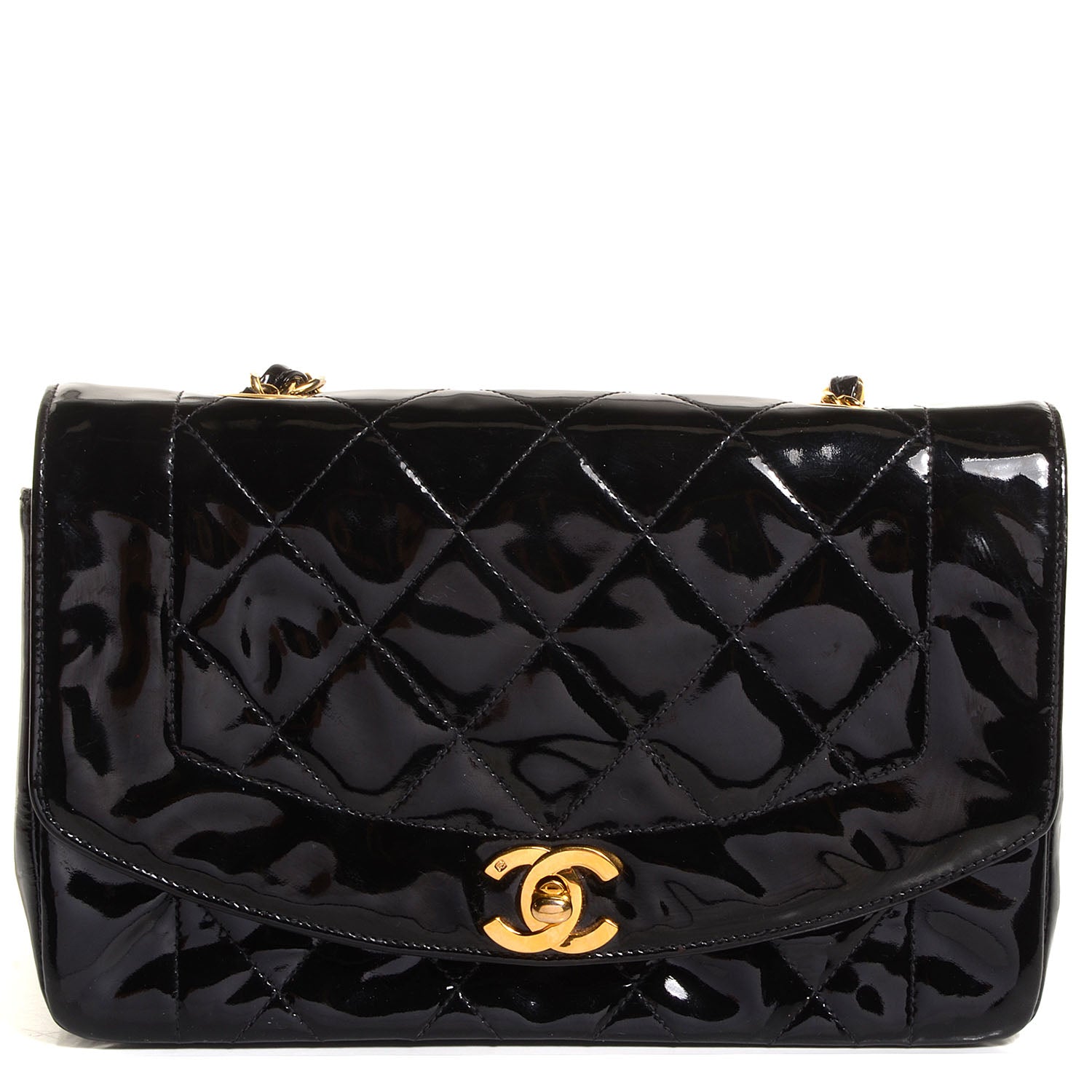 Chanel Patent Quilted Small Single Flap Bag Black 1 of 8
