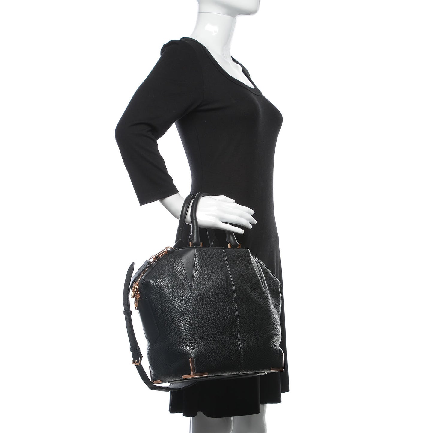 Pebbled Calfskin Small Emile Soft Black Rose Gold Hardware