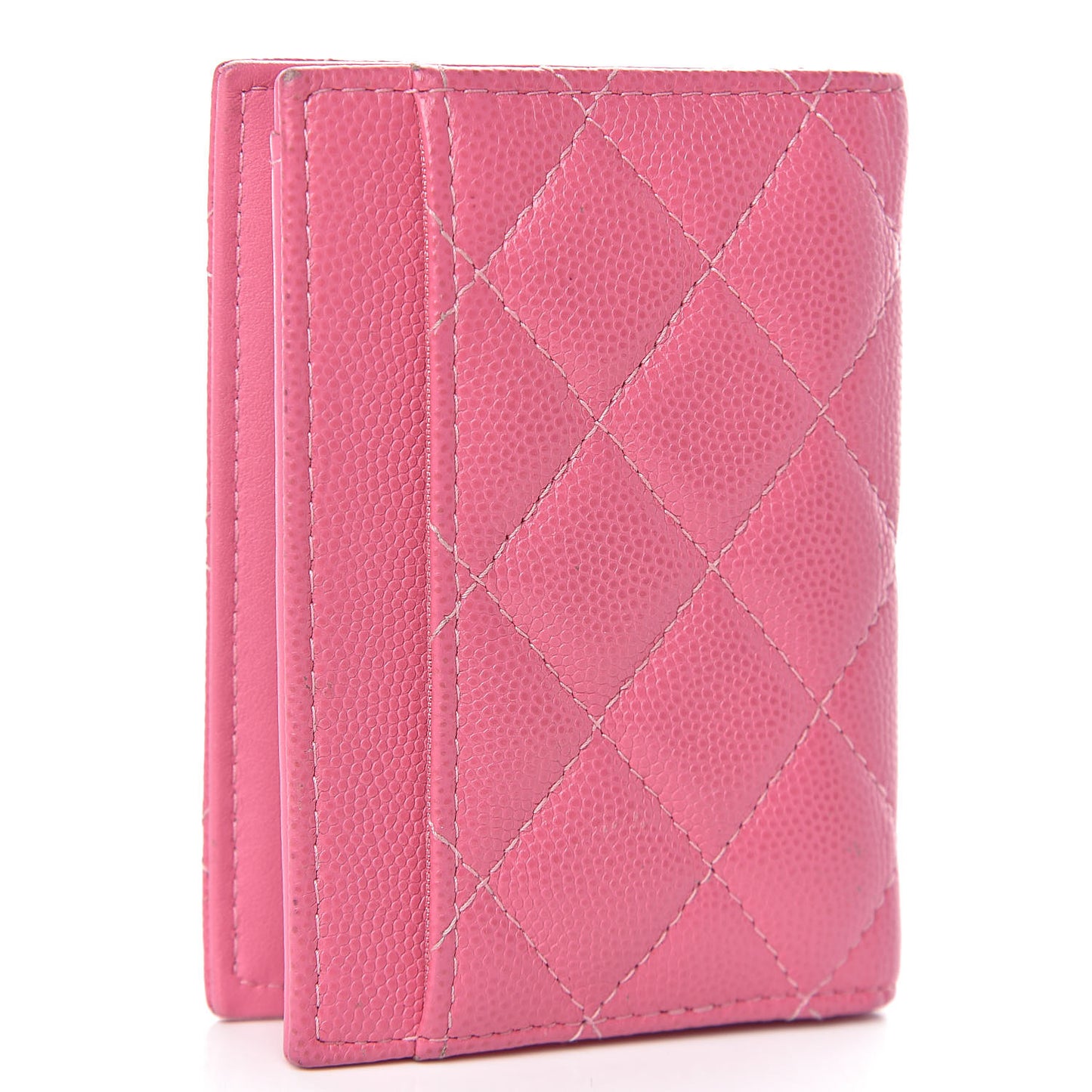 Caviar Quilted Card Holder Wallet Pink
