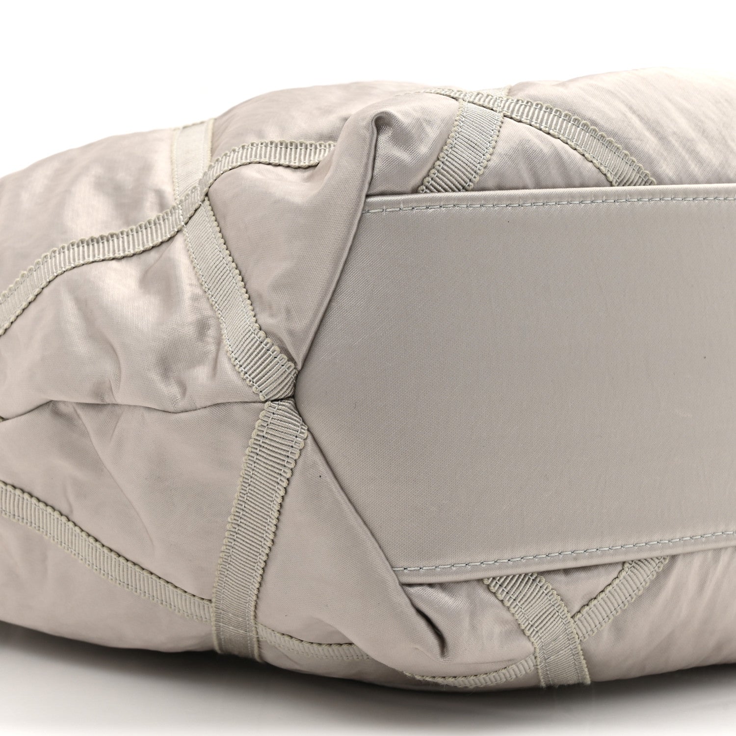 Chanel Nylon Grosgrain Quilted Lifestyle Shopping Bag Grey 12 of 12