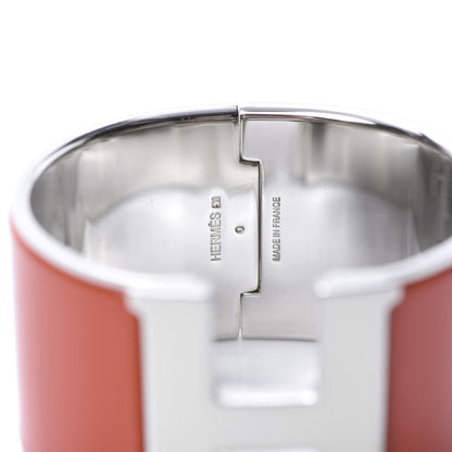 Hermes Enamel Extra Wide Clic Clac H Bracelet GM Orange Fruite White 4 of 6