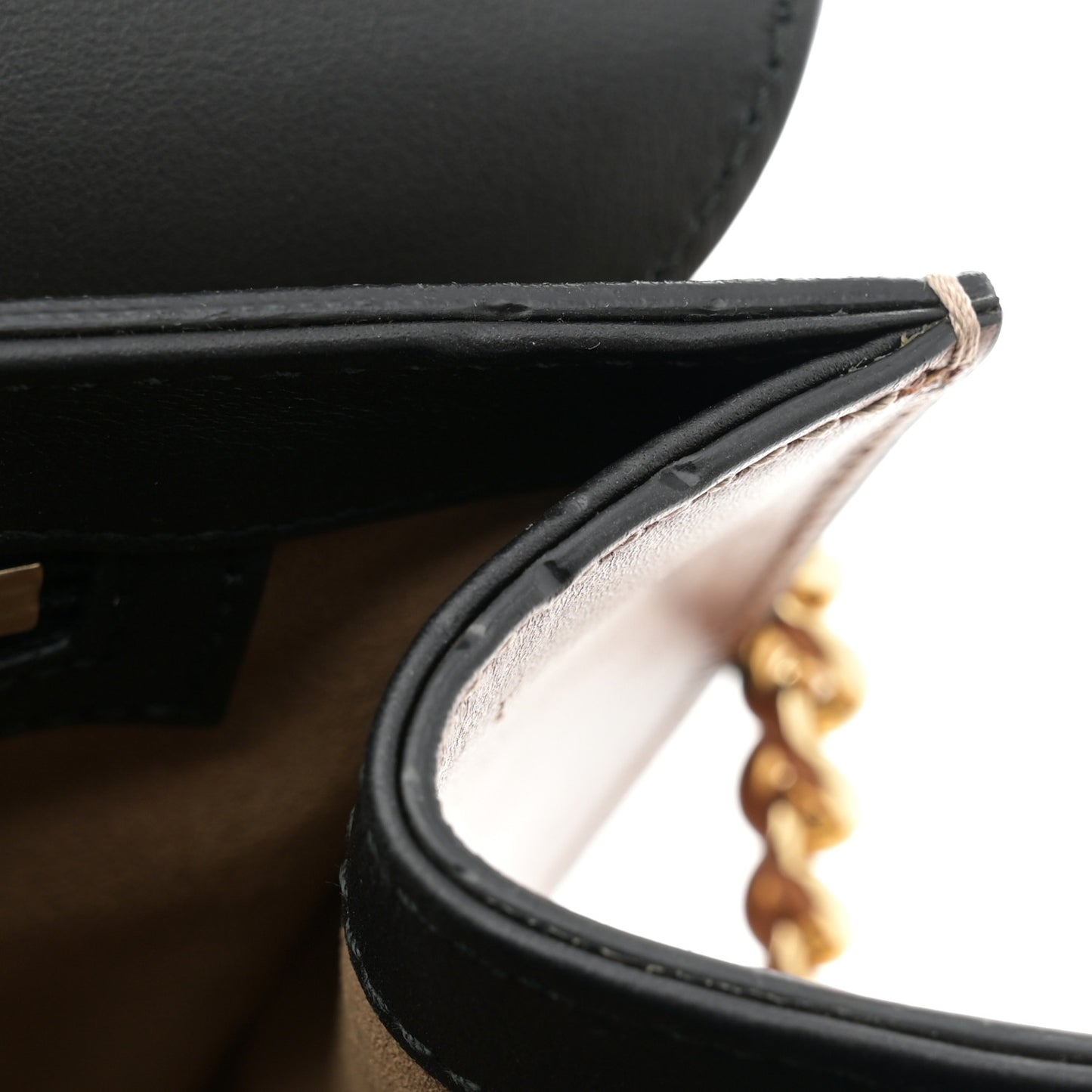 GG Supreme Monogram Calfskin Medium Padlock Shoulder Bag Beige Black Cuir