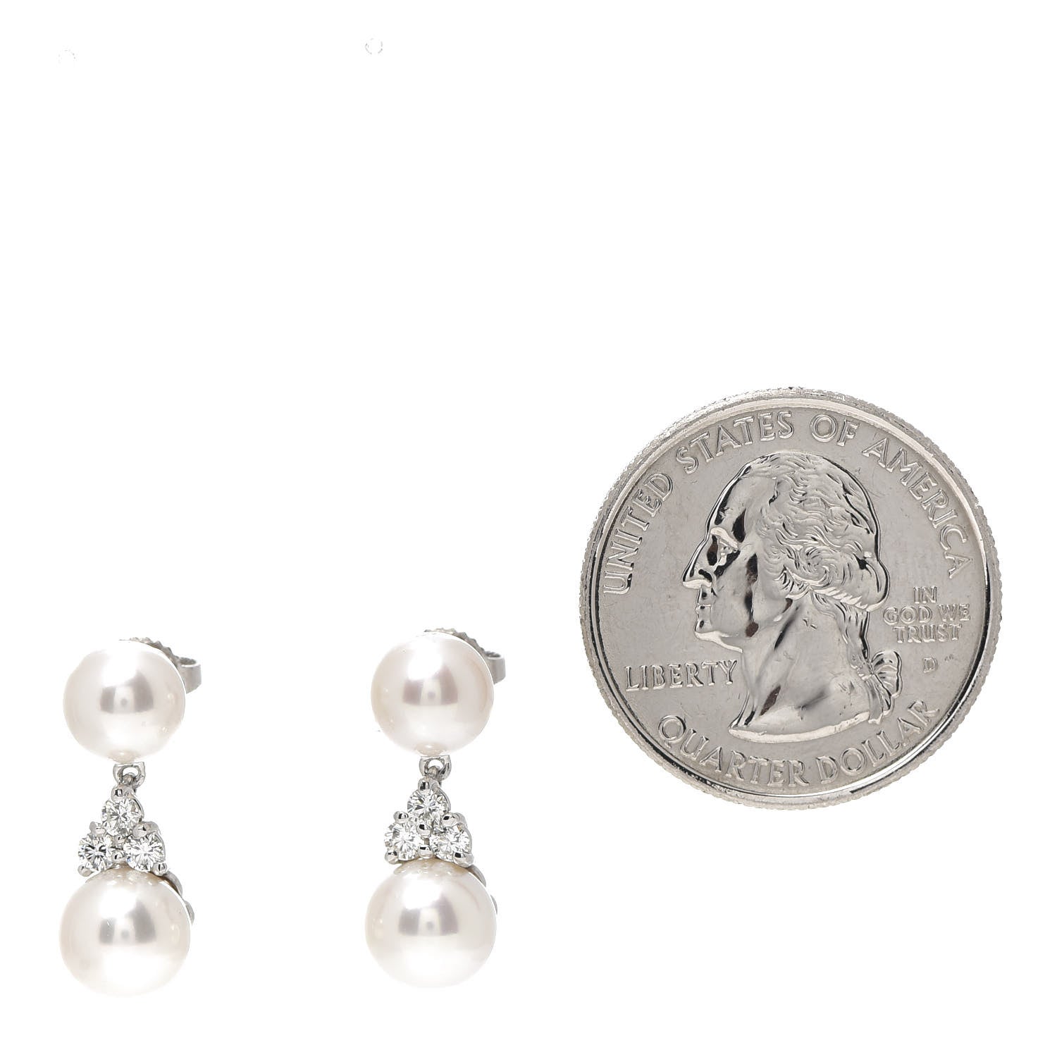 Tiffany Platinum Diamond Akoya Pearl 7-8mm Aria Drop Earrings 2 of 5