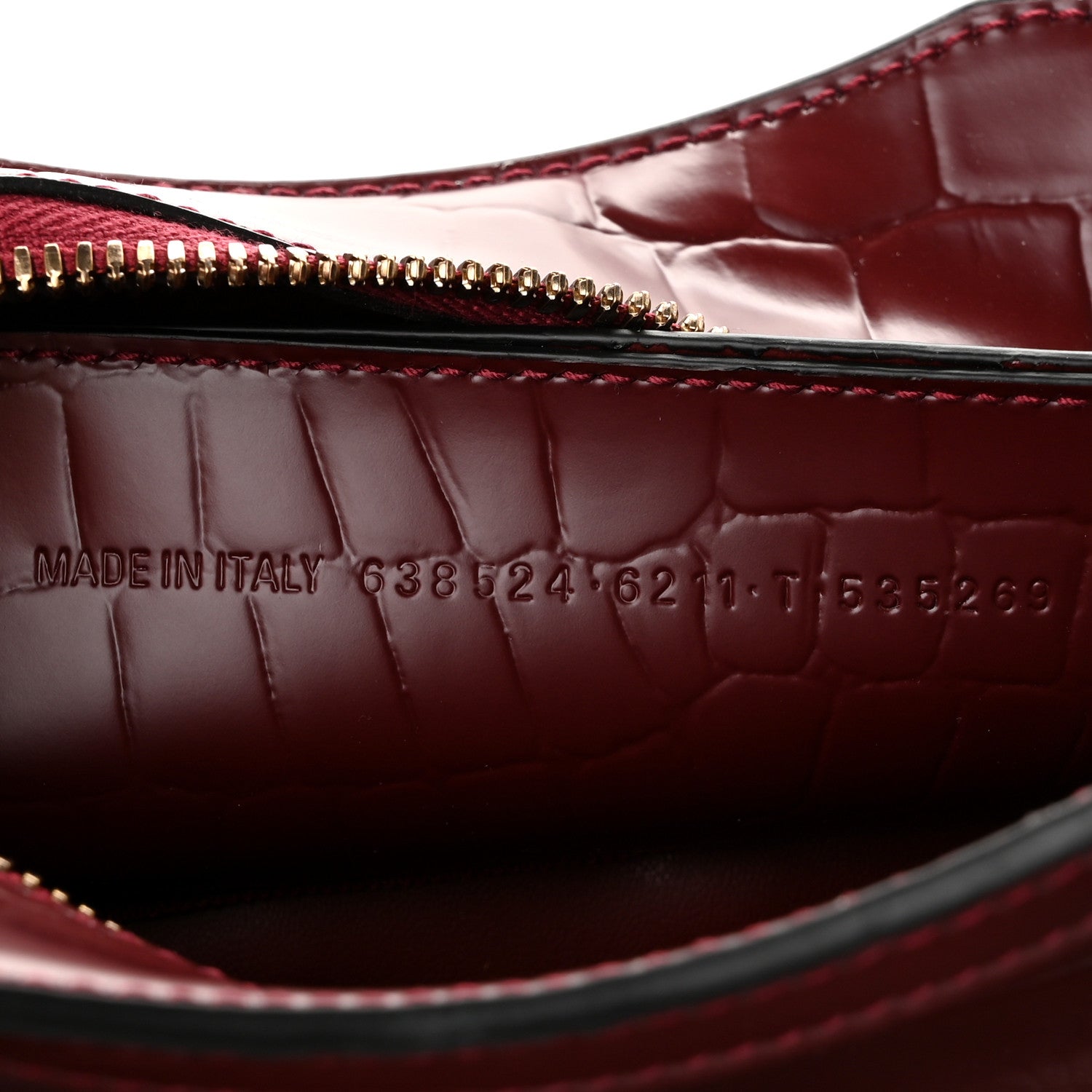Balenciaga Semi Shiny Calfskin Crocodile Embossed Neo Classic Gold Hardware Mini City Dark Red 7 of 10