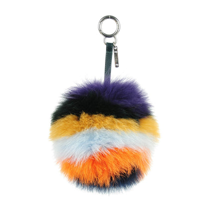 Fendi Fox Fur Shiny Nappa Rainbow Pom Pom Bag Charm Ametista Multicolor Grigio 1 of 5
