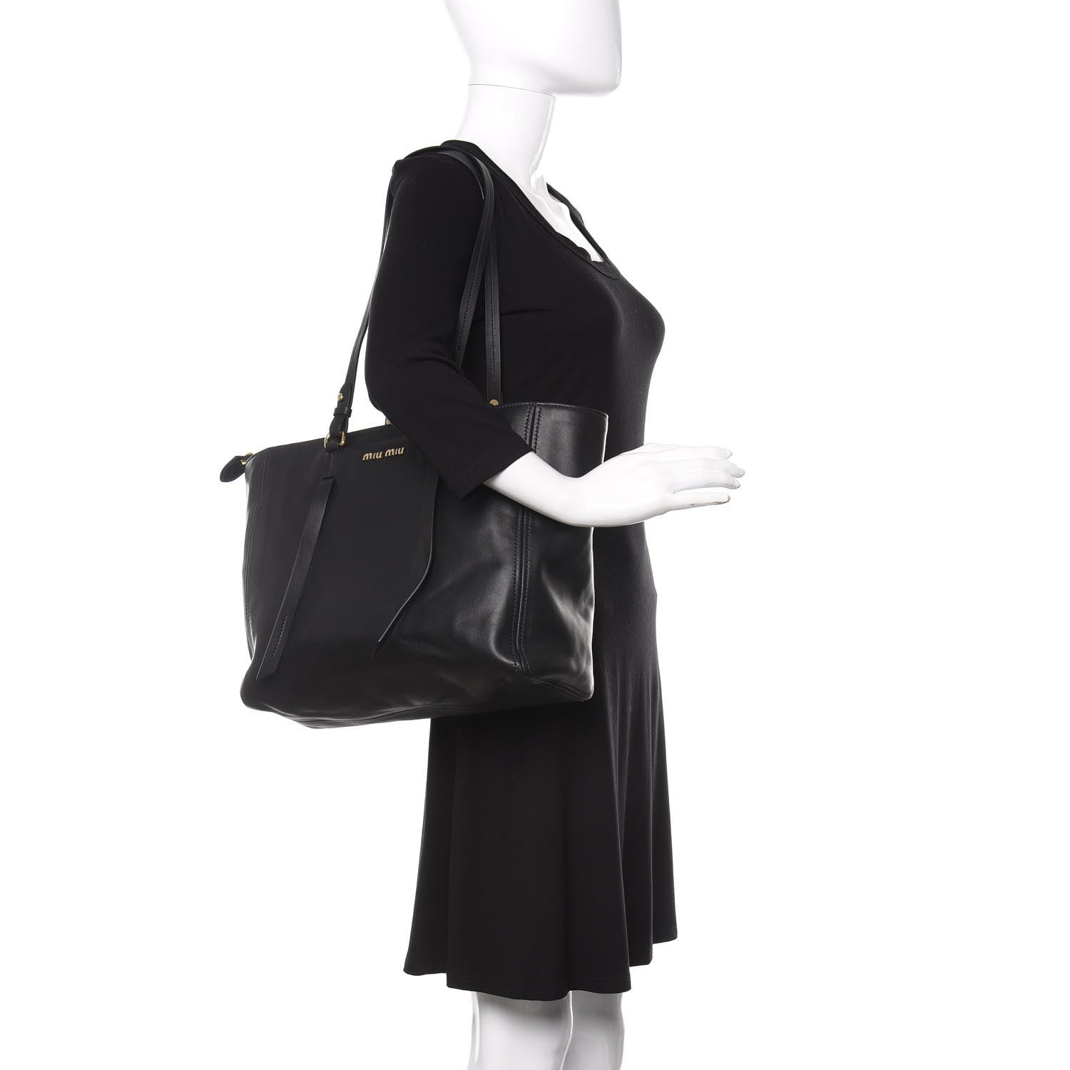 Miu Miu Vitello Soft Calfskin Tote Black 2 of 8