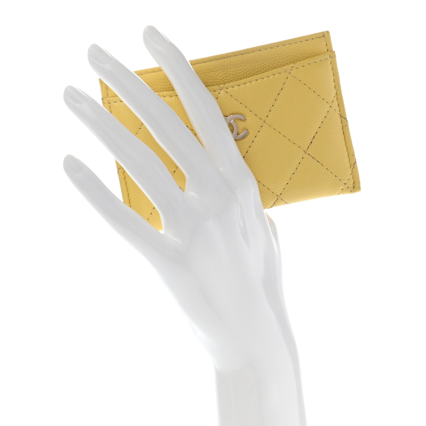 Caviar Quilted Card Holder Yellow