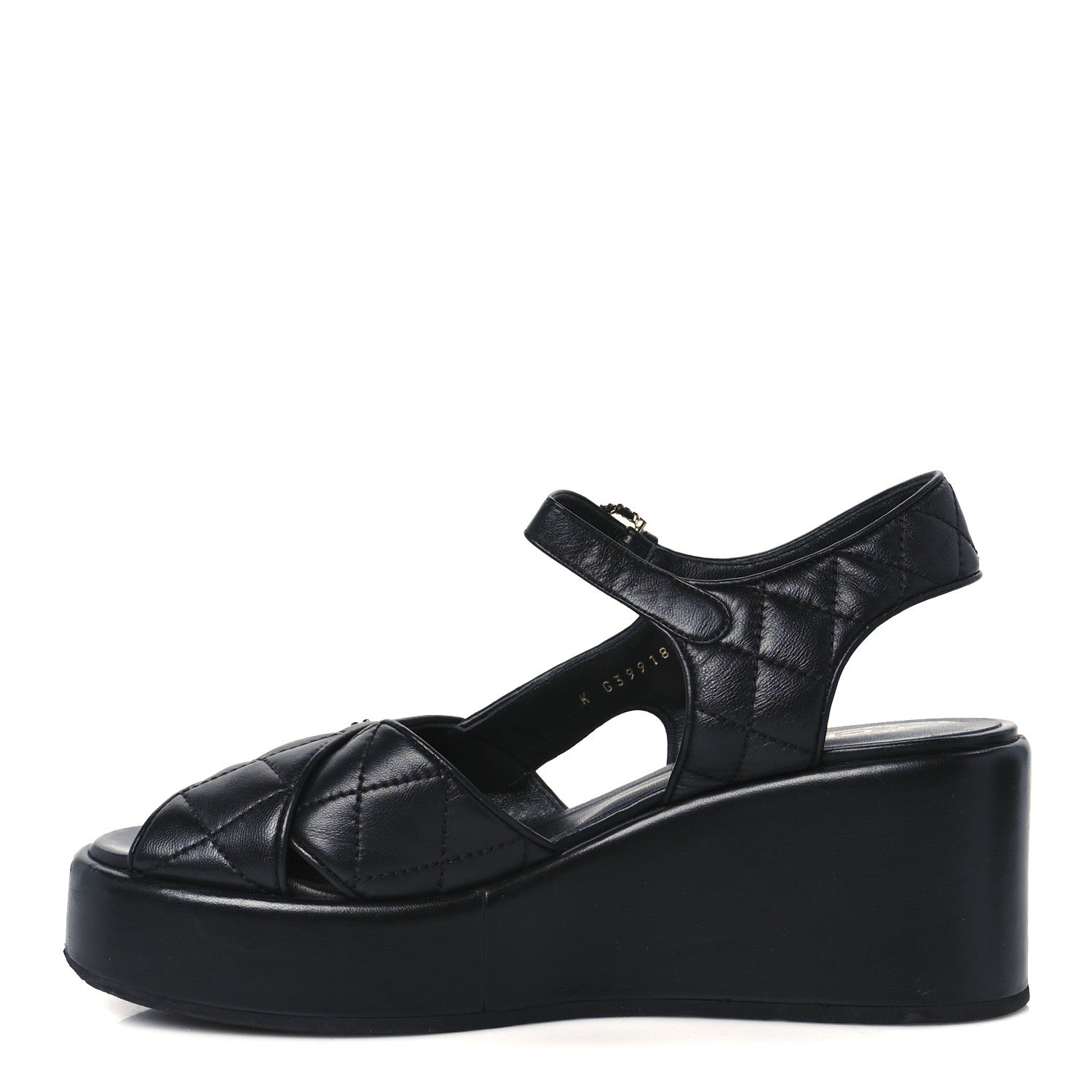 Chanel Lambskin Quilted CC Platform Sandals 39.5 Black 1 of 9