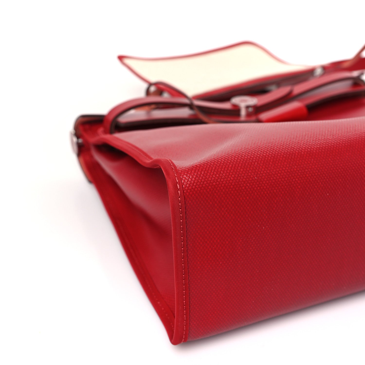 Hermes Toile H Berline Vache Hunter Herbag Zip PM 31 Rouge Piment Ecru 9 of 11