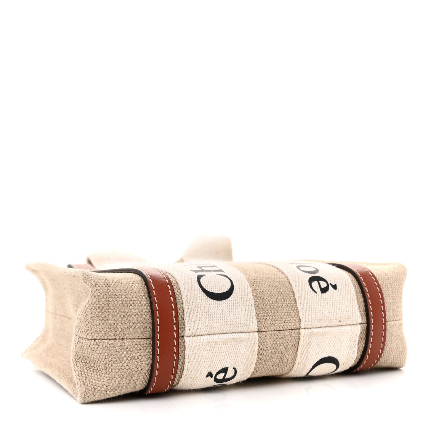 Cotton Calfskin Mini Woody Ribbon Tote White Brown