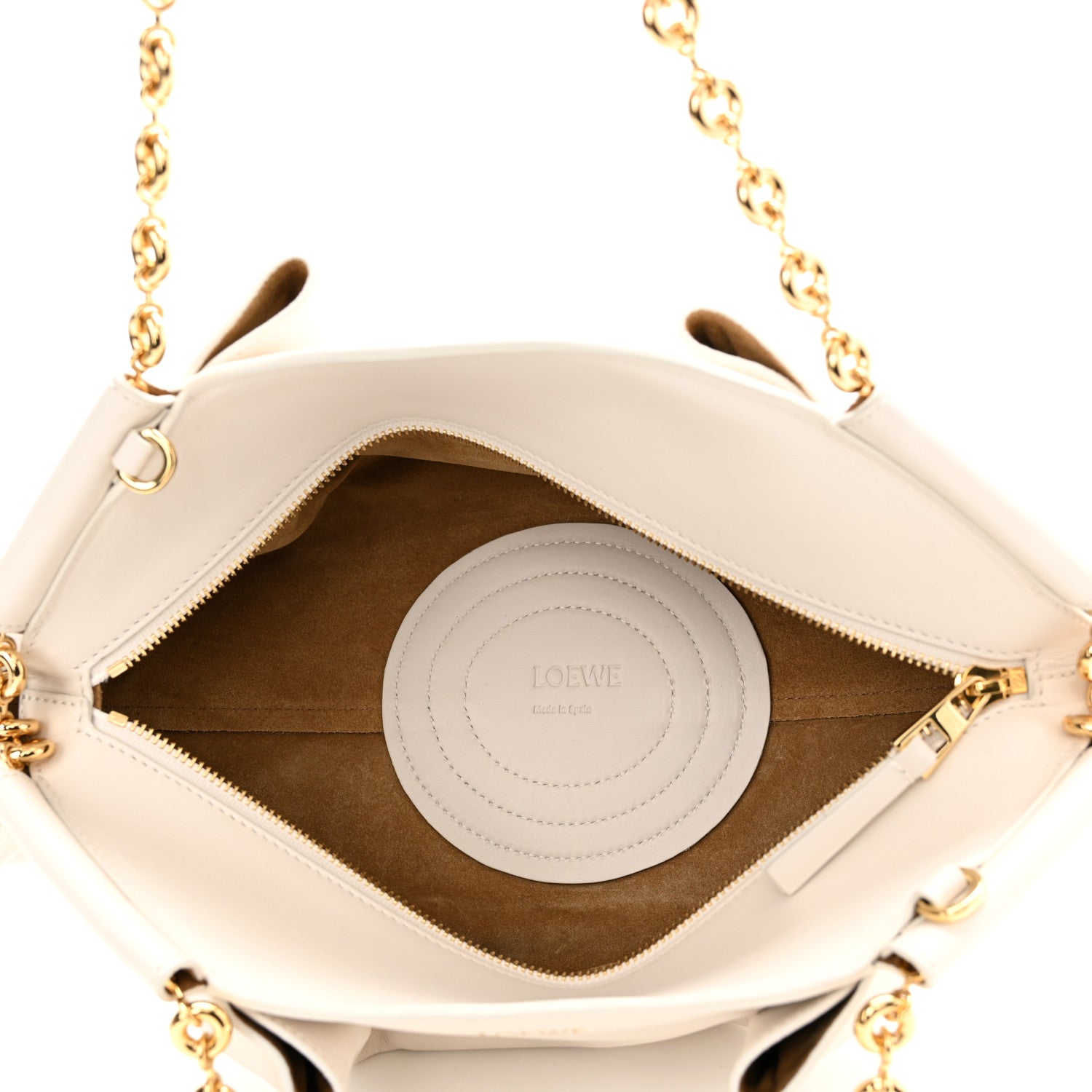 Loewe Shiny Nappa Calfskin Small Paseo Bag With Chain Soft White 5 of 9