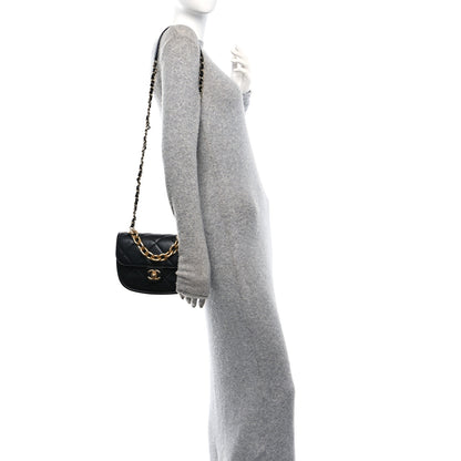 Chanel Lambskin Quilted Mini Chain Flap Messenger Bag Black 2 of 10