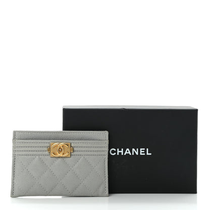 Chanel Caviar Quilted Boy Card Holder Grey 11 of 11