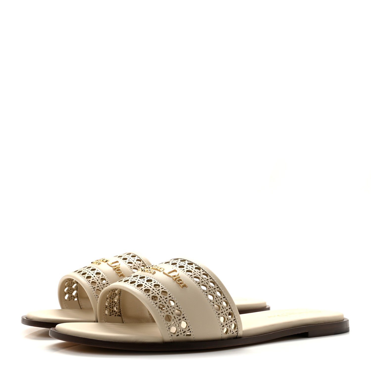 Christian Dior Calfskin Lambskin Micro Cannage D-Lane Flat Slide Sandals 39 Light Ecru 4 of 10