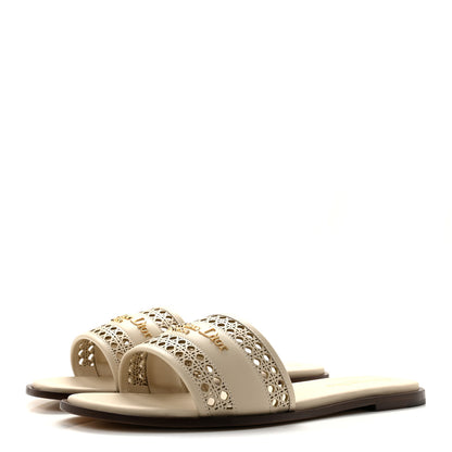 Christian Dior Calfskin Lambskin Micro Cannage D-Lane Flat Slide Sandals 39 Light Ecru 4 of 10