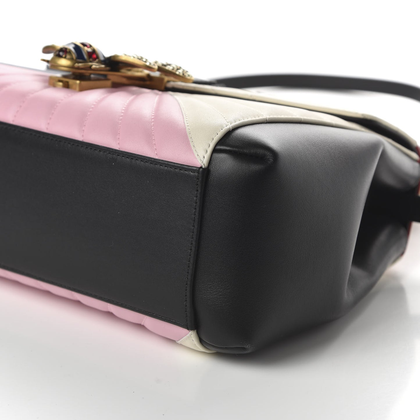 Calfskin Bamboo Trapuntata Queen Margaret Top Handle Bag Blue Agata Hibiscus Red Mystic White Sugar Pink