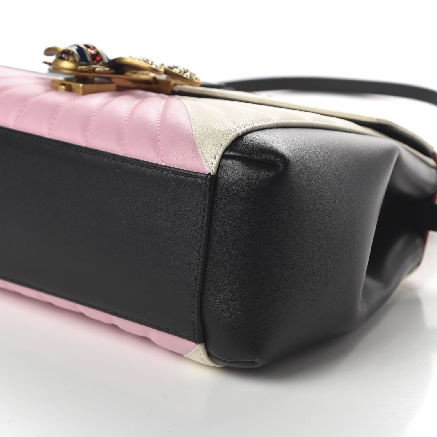 Gucci Calfskin Bamboo Trapuntata Queen Margaret Top Handle Bag Blue Agata Hibiscus Red Mystic White Sugar Pink 7 of 10