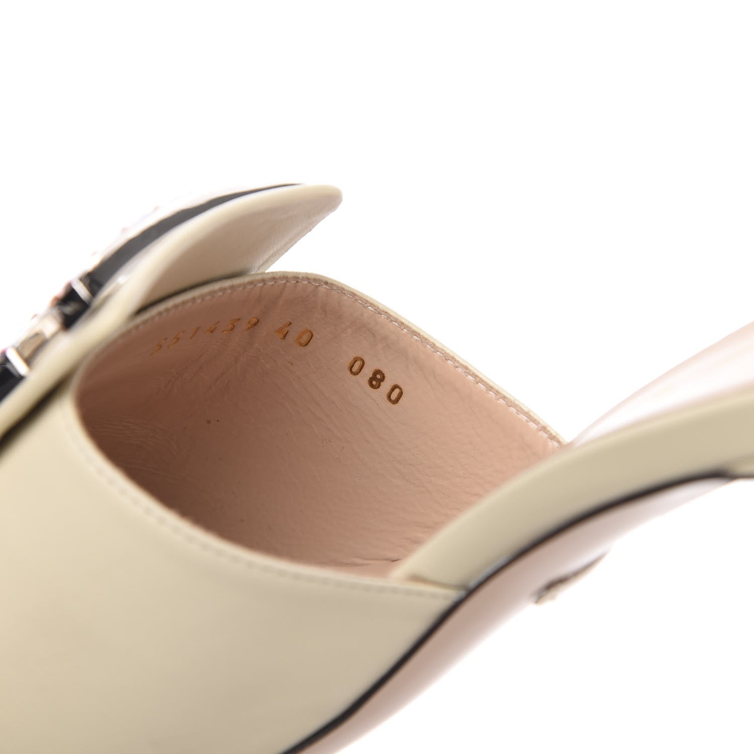 Gucci Malaga Kid Crystal Square G Madelyn Mules 40 Vintage White 8 of 9