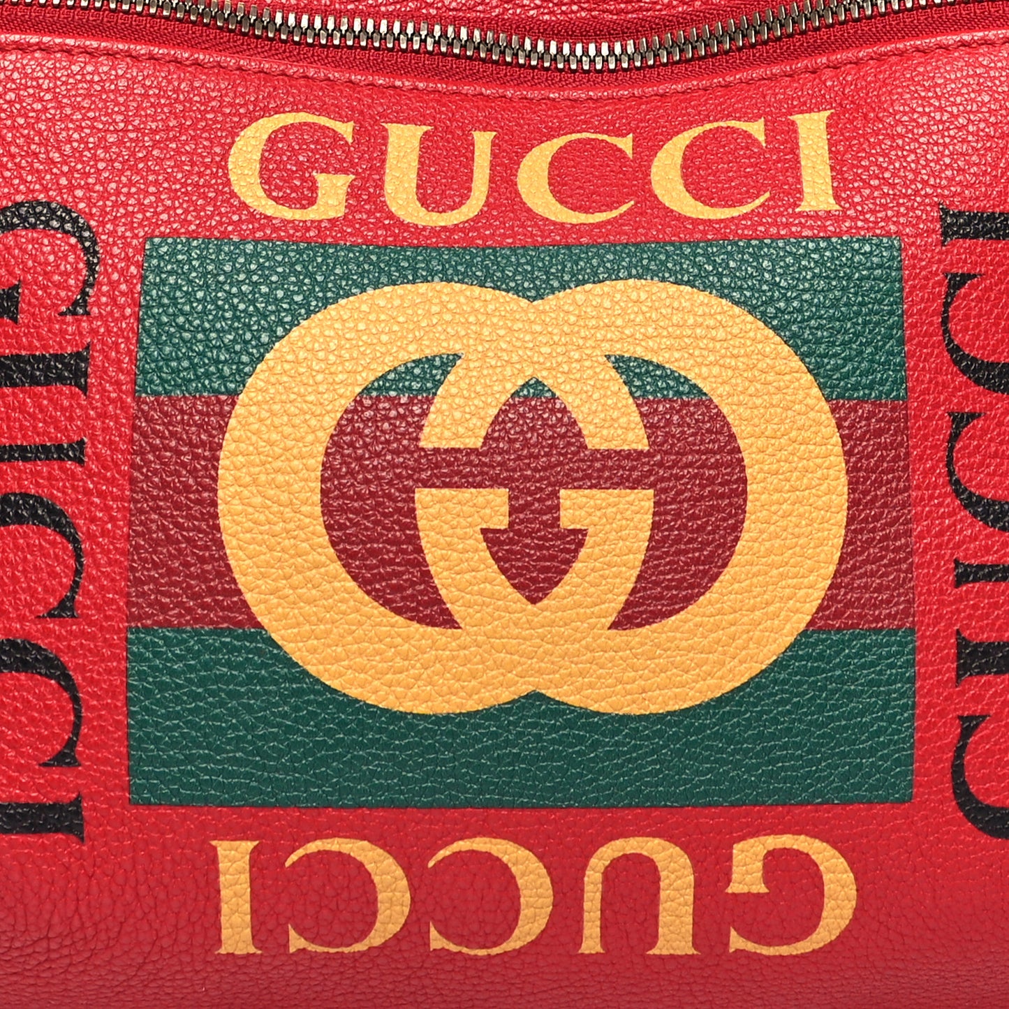 Grained Calfskin Logo Belt Bag Hibiscus Red