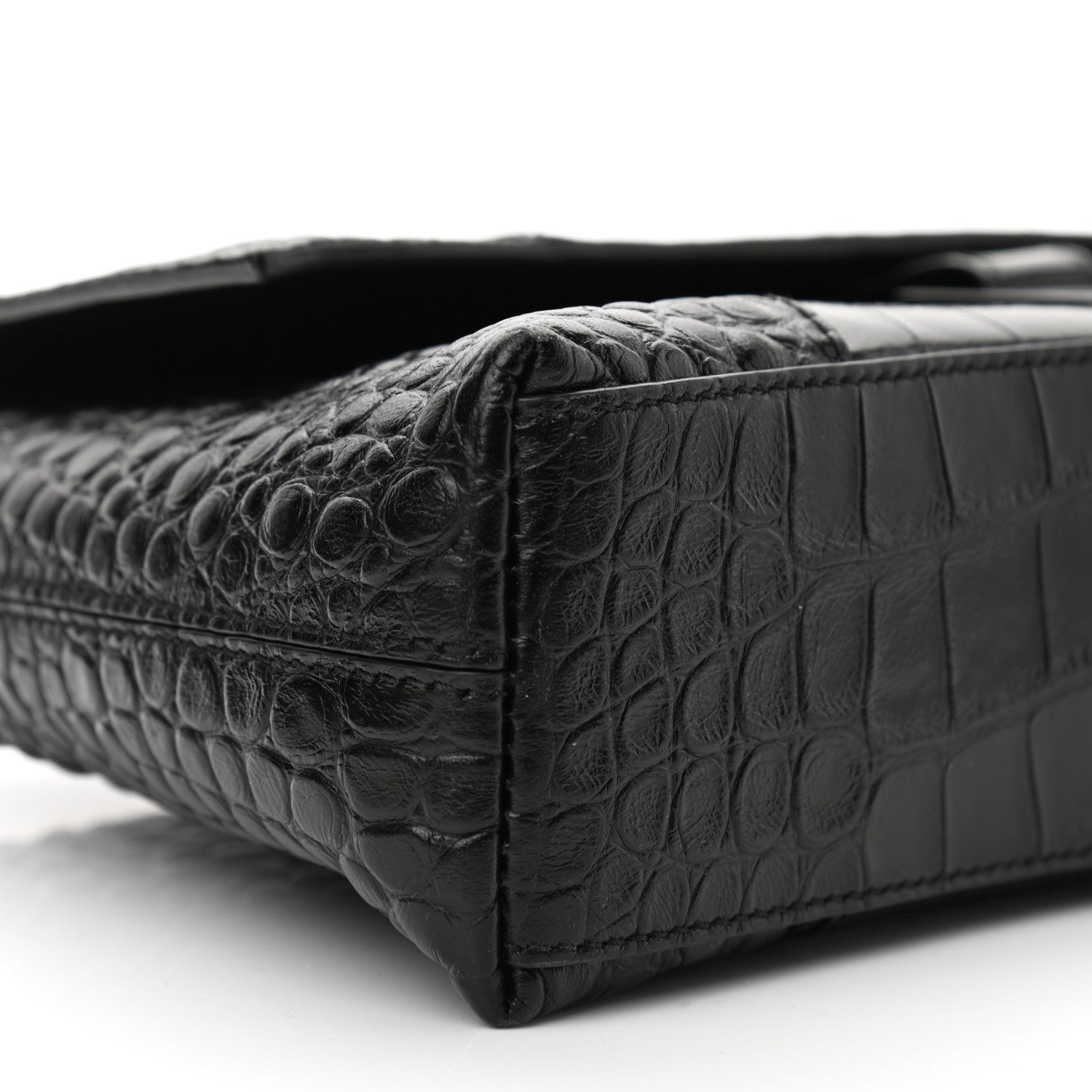 Balenciaga Extra Supple Calfskin Crocodile Embossed Monochrome XS Downtown Shoulder Bag Black 7 of 9