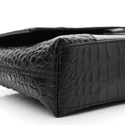 Balenciaga Extra Supple Calfskin Crocodile Embossed Monochrome XS Downtown Shoulder Bag Black 7 of 9