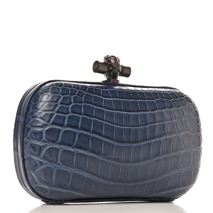 Bottega Veneta Crocodile Knot Clutch Blue 3 of 6