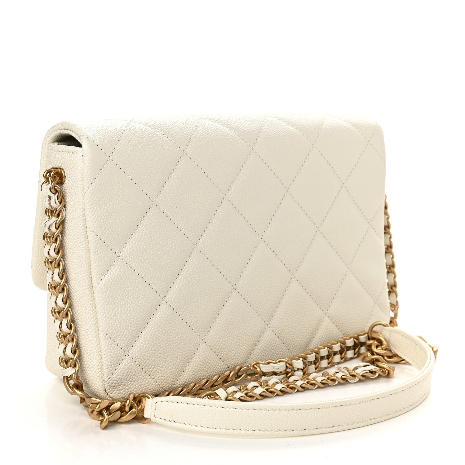Chanel Shiny Caviar Quilted Small Chain Melody Flap White 3 of 9