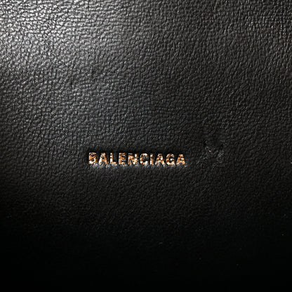 Balenciaga Strass Suede Allover Logo Hourglass Top Handle Bag XS with Chain Black White 6 of 11