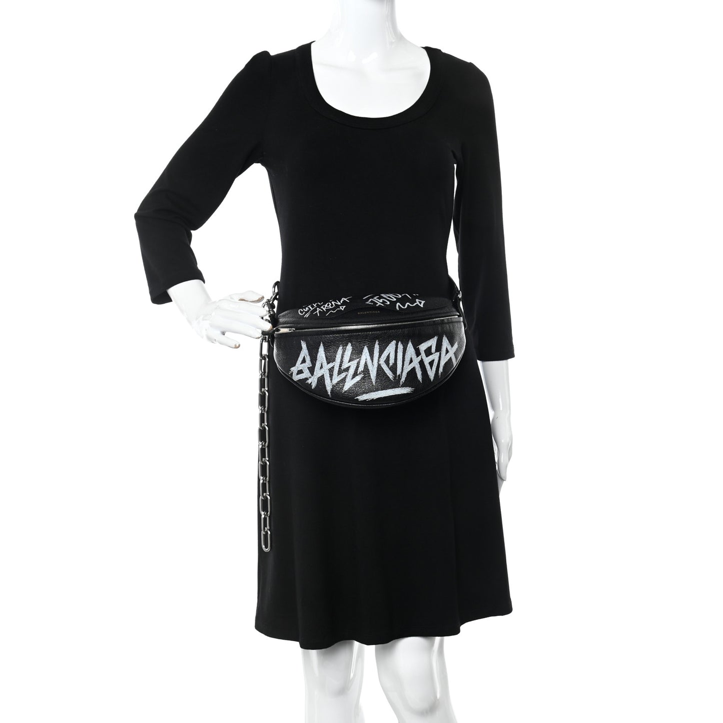 Agneau Arena Graffiti All Over XS Souvenir Belt Bag Black White
