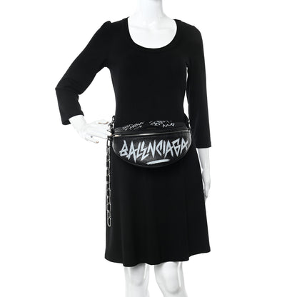 Balenciaga Agneau Arena Graffiti All Over XS Souvenir Belt Bag Black White 2 of 9
