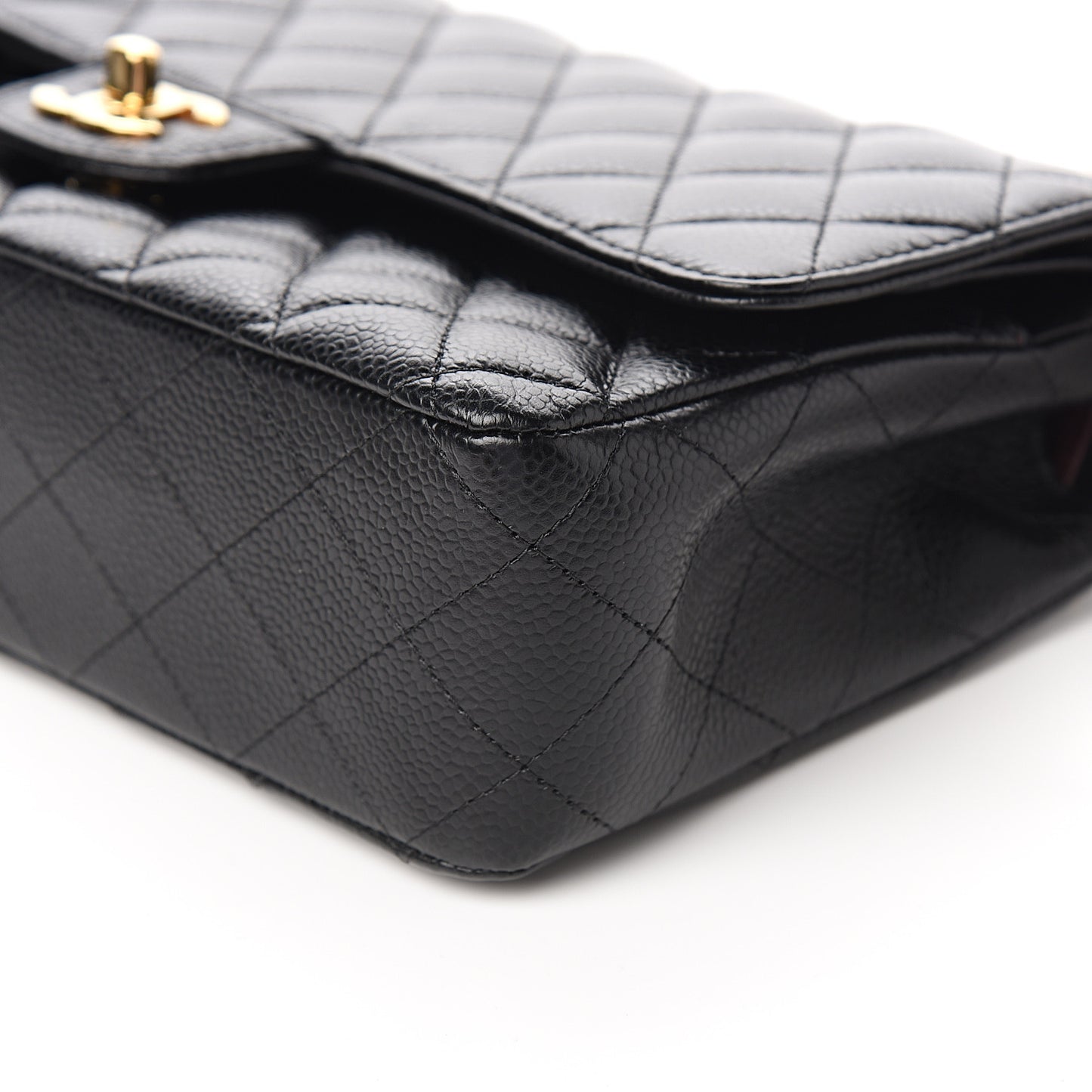 Caviar Quilted Medium Double Flap Black