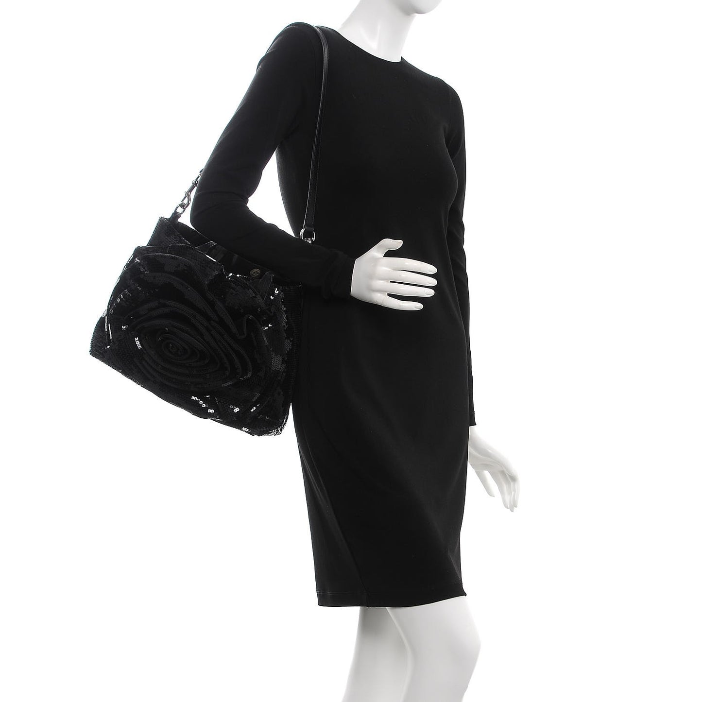 Sequin Petale Tote Black